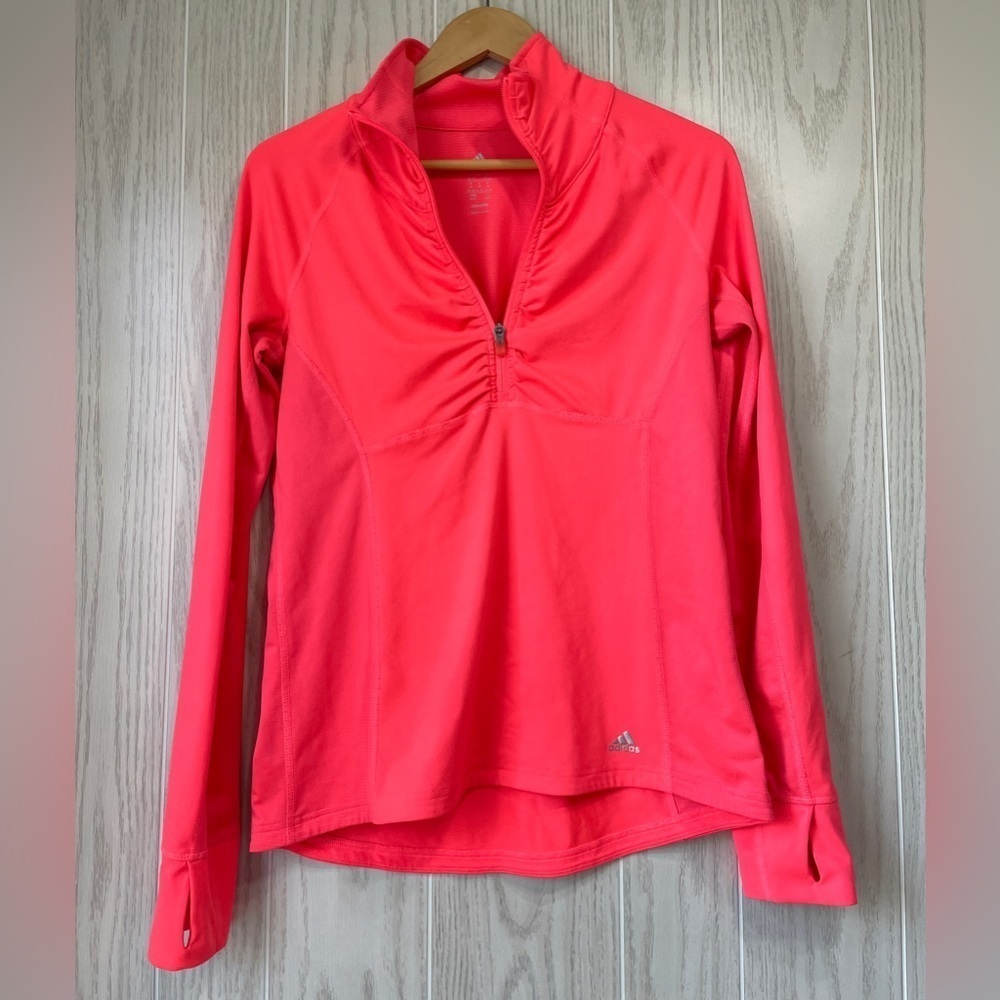 Adidas Long Sleeve 1/2 Zip Performance Jacket Sz Medium Neon Pink EUC